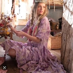 Purple floral embroidered dress